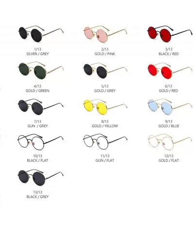 Vintage Men Sunglasses Women Retro Punk Style Round Metal Frame Colorful Lens Sun Glasses Eyewear Gafas Sol - CU1985IGQ38 $33...