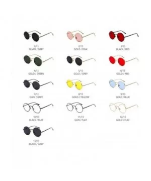 Vintage Men Sunglasses Women Retro Punk Style Round Metal Frame Colorful Lens Sun Glasses Eyewear Gafas Sol - CU1985IGQ38 $33...