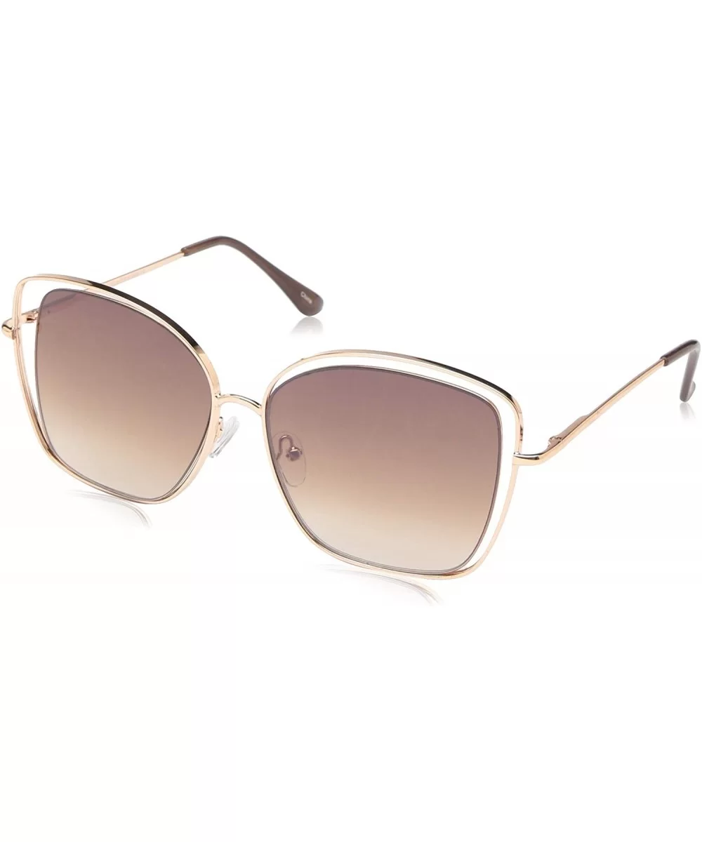 Women's LD279 Square Sunglasses with 100% UV Protection - 63 mm - Rose Gold & Brown - CE18O3CE4ZL $46.97 Cat Eye