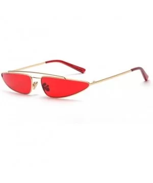 Small Triangle Sunglasses Cat Eye Metal Frame Retro Vintage Sun Glasses Women - Gold With Red - CT18DQQ0SM5 $9.14 Cat Eye