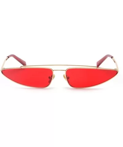 Small Triangle Sunglasses Cat Eye Metal Frame Retro Vintage Sun Glasses Women - Gold With Red - CT18DQQ0SM5 $9.14 Cat Eye