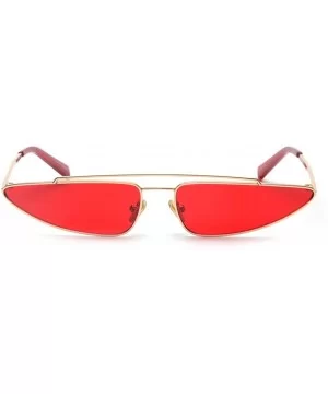 Small Triangle Sunglasses Cat Eye Metal Frame Retro Vintage Sun Glasses Women - Gold With Red - CT18DQQ0SM5 $9.14 Cat Eye