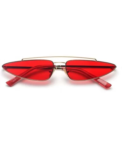 Small Triangle Sunglasses Cat Eye Metal Frame Retro Vintage Sun Glasses Women - Gold With Red - CT18DQQ0SM5 $9.14 Cat Eye