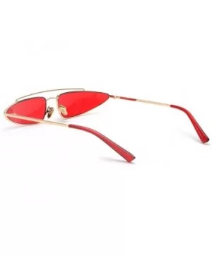 Small Triangle Sunglasses Cat Eye Metal Frame Retro Vintage Sun Glasses Women - Gold With Red - CT18DQQ0SM5 $9.14 Cat Eye