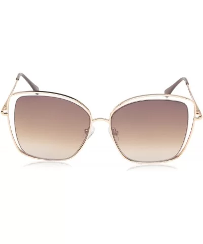 Women's LD279 Square Sunglasses with 100% UV Protection - 63 mm - Rose Gold & Brown - CE18O3CE4ZL $46.97 Cat Eye