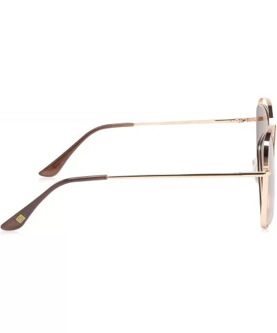 Women's LD279 Square Sunglasses with 100% UV Protection - 63 mm - Rose Gold & Brown - CE18O3CE4ZL $46.97 Cat Eye