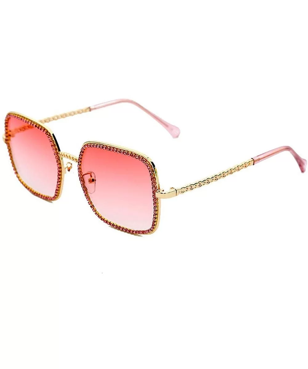 Square Flat Light Diamond Sunglasses Women Luxury Crystal Clear Eyeglasses Vintage Big Frame Female Glasses - C7197A35MRT $29...