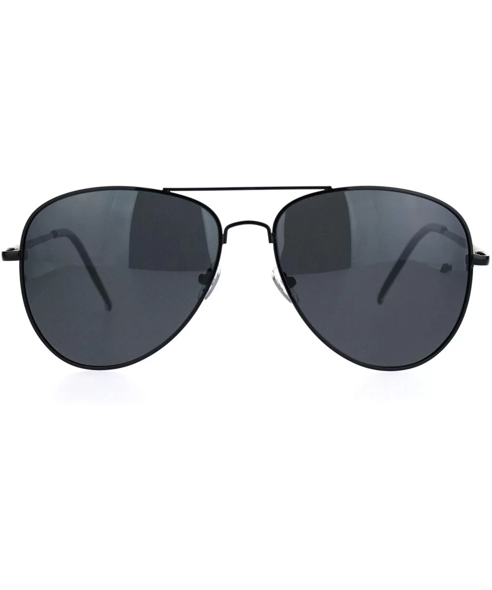 Polarized Lens Mens Classic Pilots Metal Rim Officer Style Sunglasses - All Black - CD18L93AXSE $10.08 Aviator