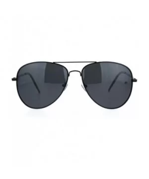 Polarized Lens Mens Classic Pilots Metal Rim Officer Style Sunglasses - All Black - CD18L93AXSE $10.08 Aviator