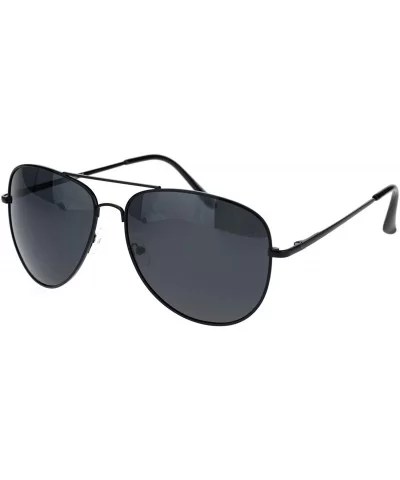 Polarized Lens Mens Classic Pilots Metal Rim Officer Style Sunglasses - All Black - CD18L93AXSE $10.08 Aviator