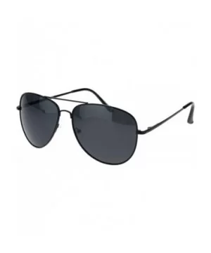 Polarized Lens Mens Classic Pilots Metal Rim Officer Style Sunglasses - All Black - CD18L93AXSE $10.08 Aviator