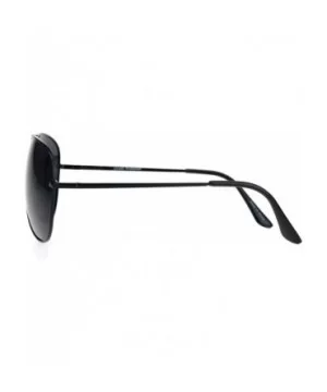 Polarized Lens Mens Classic Pilots Metal Rim Officer Style Sunglasses - All Black - CD18L93AXSE $10.08 Aviator