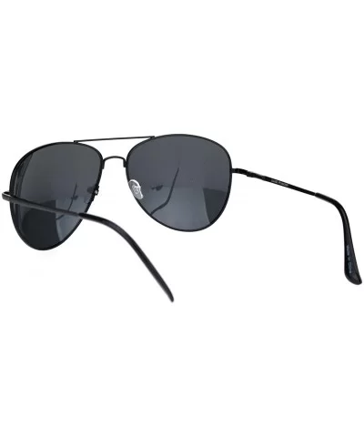 Polarized Lens Mens Classic Pilots Metal Rim Officer Style Sunglasses - All Black - CD18L93AXSE $10.08 Aviator