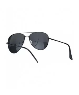 Polarized Lens Mens Classic Pilots Metal Rim Officer Style Sunglasses - All Black - CD18L93AXSE $10.08 Aviator