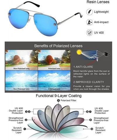 Aviator Sunglasses Military Style Polarized UV400 for Men and Women - Blue - C9185ZEYCQQ $7.23 Aviator