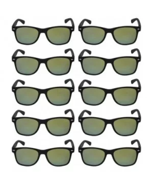 Wholesale of 10 Pairs Mirror Reflective Colored Lens Sunglasses Horn Rimmed Style - 10_pairs_flat_lens_yellow - CG12NZOCSX2 $...