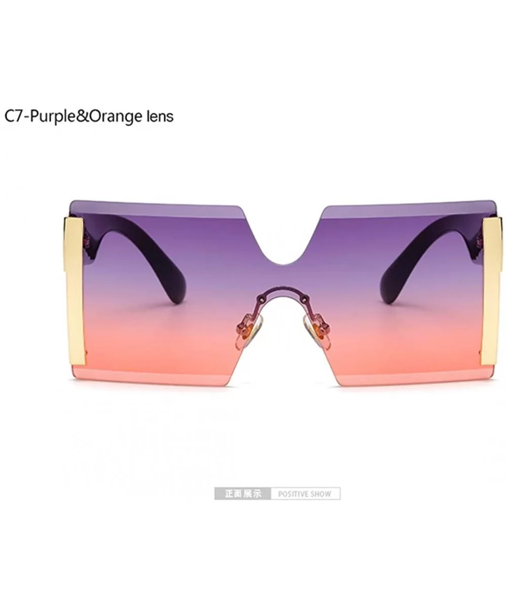 Oversized Square Rimless Sunglasses Women er Flat Top Big Sun Glasses Female One Piece Travel Gafa De Sol 6931 - CB18WTWKSLZ ...