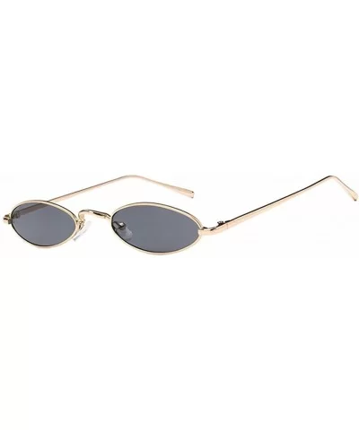 Women Fashion Retro Small Oval Metal Frame Sunglasses Eyewear UV400 - Gold Metal Frame+gray Lens - CV18D6OKHRM $6.87 Oval