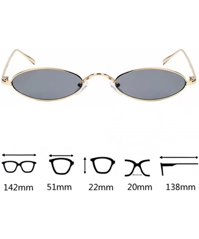 Women Fashion Retro Small Oval Metal Frame Sunglasses Eyewear UV400 - Gold Metal Frame+gray Lens - CV18D6OKHRM $6.87 Oval