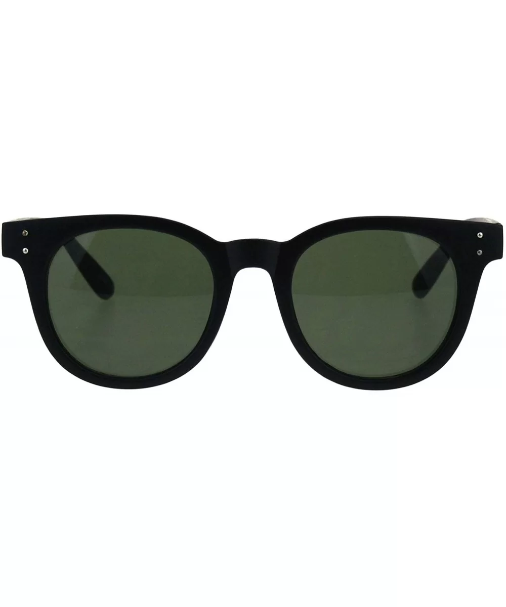 Designer Style Sunglasses Horn Rim Unisex Fashion Shades UV 400 - Matte Black (Green) - C418HSQ0CEY $9.14 Square