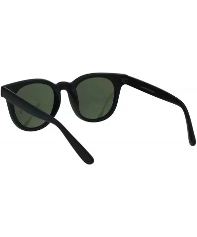 Designer Style Sunglasses Horn Rim Unisex Fashion Shades UV 400 - Matte Black (Green) - C418HSQ0CEY $9.14 Square