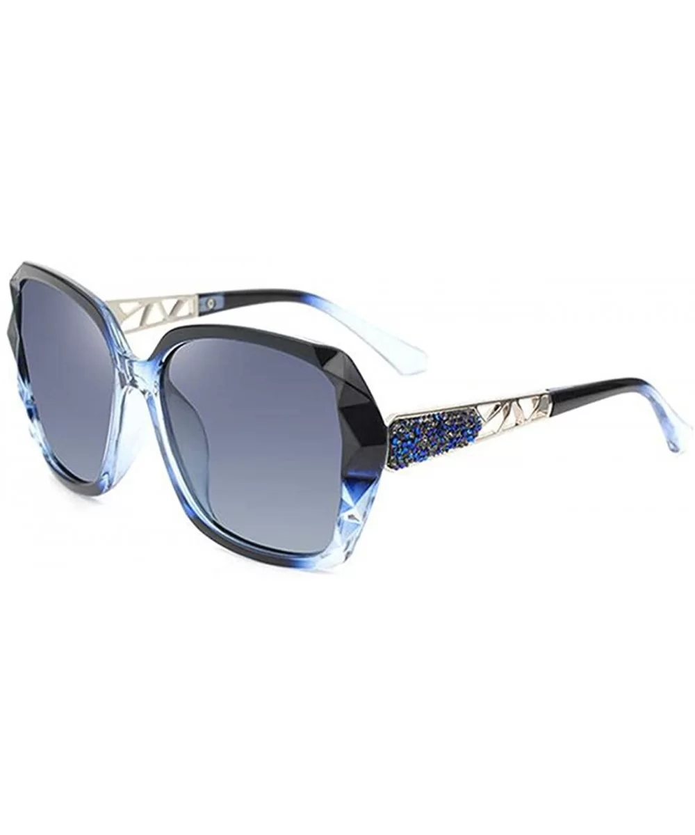 Oversized Polarized Sunglasses for Women-Classic Stylish Diamond Design Big Shades UV Protection 8079 - Blue - C0198RMTT6O $5...