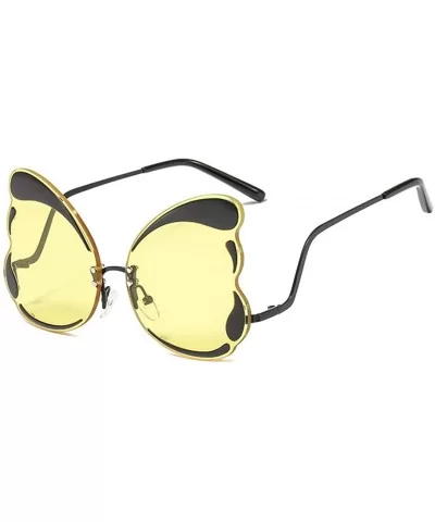 Unique Butterfly Shape Frame Fashion Sunglasses UV Protection - Black Frame Yellow Lens - CZ18S3L66H5 $15.66 Butterfly