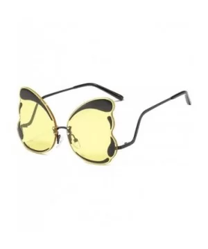 Unique Butterfly Shape Frame Fashion Sunglasses UV Protection - Black Frame Yellow Lens - CZ18S3L66H5 $15.66 Butterfly