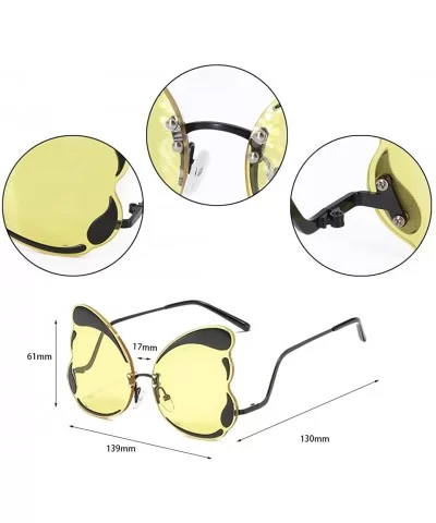 Unique Butterfly Shape Frame Fashion Sunglasses UV Protection - Black Frame Yellow Lens - CZ18S3L66H5 $15.66 Butterfly