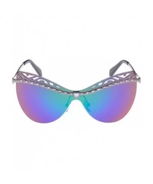 Lady Sunglasses Hollow Lens Diamond Frame Designed Lady Gaga Style - Silver/Green - CQ1219BBLZX $12.94 Oval