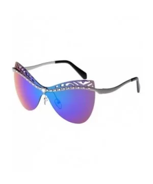 Lady Sunglasses Hollow Lens Diamond Frame Designed Lady Gaga Style - Silver/Green - CQ1219BBLZX $12.94 Oval