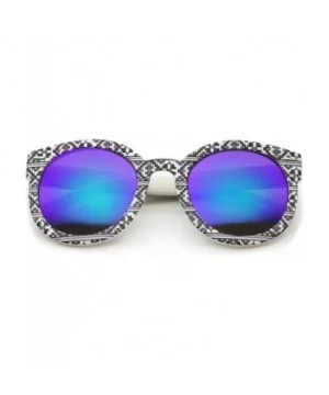 Women 's Oversize Printed Colored Mirror Lens P3 Round Sunglasses 52mm - Black-white-pixel / Green-blue Mirror - CG12N1EWY1R ...