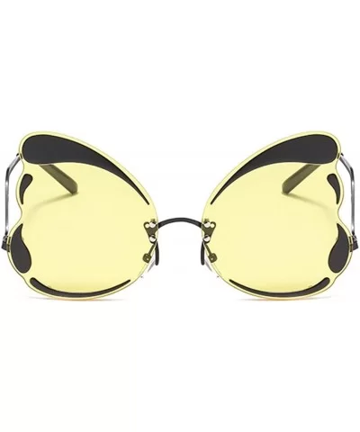 Unique Butterfly Shape Frame Fashion Sunglasses UV Protection - Black Frame Yellow Lens - CZ18S3L66H5 $15.66 Butterfly