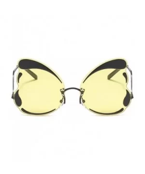 Unique Butterfly Shape Frame Fashion Sunglasses UV Protection - Black Frame Yellow Lens - CZ18S3L66H5 $15.66 Butterfly