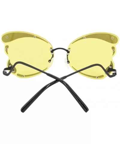 Unique Butterfly Shape Frame Fashion Sunglasses UV Protection - Black Frame Yellow Lens - CZ18S3L66H5 $15.66 Butterfly