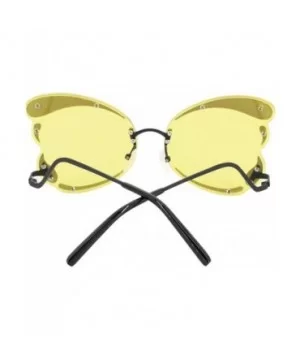 Unique Butterfly Shape Frame Fashion Sunglasses UV Protection - Black Frame Yellow Lens - CZ18S3L66H5 $15.66 Butterfly