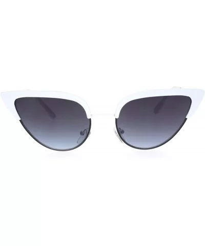 Womens Retro Trendy Half Rim Cat Eye Chic Metal Sunglasses - White Black - CC18QCEZ79K $6.02 Cat Eye