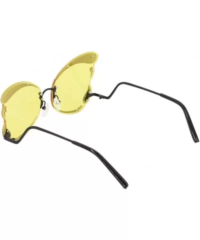 Unique Butterfly Shape Frame Fashion Sunglasses UV Protection - Black Frame Yellow Lens - CZ18S3L66H5 $15.66 Butterfly