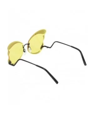 Unique Butterfly Shape Frame Fashion Sunglasses UV Protection - Black Frame Yellow Lens - CZ18S3L66H5 $15.66 Butterfly