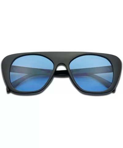 Bold Flat Top Square Aviator Shield Sunglasses Oversized Boyfriend Flat Lens Shades - Black Frame - Blue - C718G56ZLSM $5.44 ...