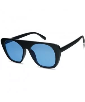 Bold Flat Top Square Aviator Shield Sunglasses Oversized Boyfriend Flat Lens Shades - Black Frame - Blue - C718G56ZLSM $5.44 ...