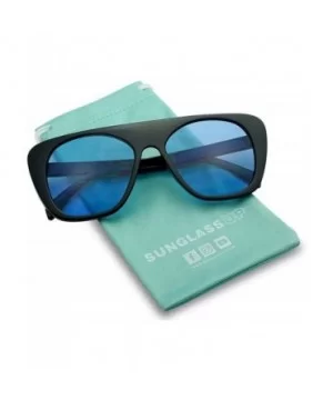 Bold Flat Top Square Aviator Shield Sunglasses Oversized Boyfriend Flat Lens Shades - Black Frame - Blue - C718G56ZLSM $5.44 ...