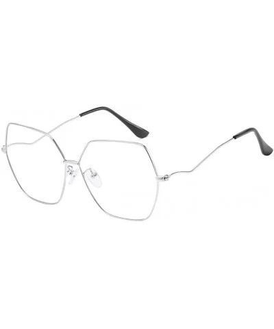 Sunglasses Womens Polygon Mirror - Silver - CY18W0QYHWY $26.98 Rectangular