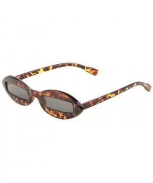 Retro Sharp Oval Frame Rectangular Lens Sunglasses - Brown Demi - C4198D8OXSM $10.22 Oval