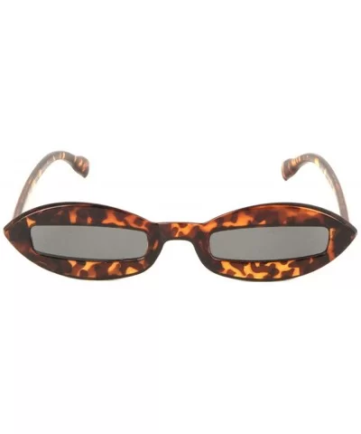 Retro Sharp Oval Frame Rectangular Lens Sunglasses - Brown Demi - C4198D8OXSM $10.22 Oval