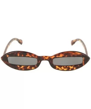 Retro Sharp Oval Frame Rectangular Lens Sunglasses - Brown Demi - C4198D8OXSM $10.22 Oval