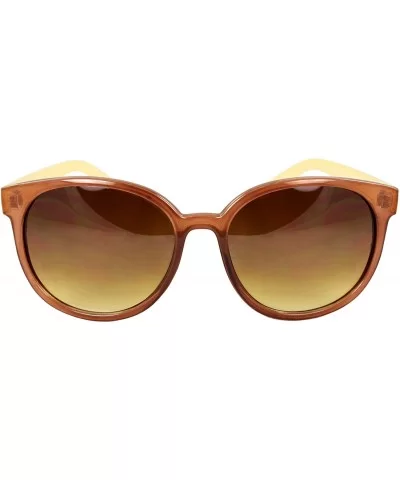 Oval Fashion Sunglasses Brown Yellow Frame Amber Lenses - CJ1108HVABT $6.58 Oval