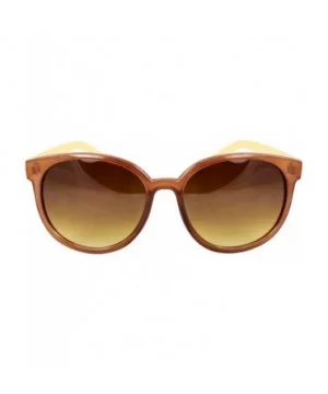 Oval Fashion Sunglasses Brown Yellow Frame Amber Lenses - CJ1108HVABT $6.58 Oval