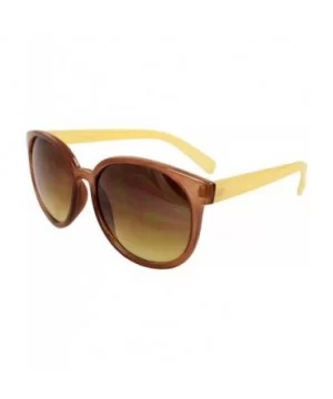 Oval Fashion Sunglasses Brown Yellow Frame Amber Lenses - CJ1108HVABT $6.58 Oval