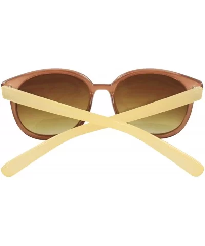 Oval Fashion Sunglasses Brown Yellow Frame Amber Lenses - CJ1108HVABT $6.58 Oval